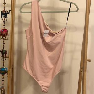 Free People One Shoulder Pink Bodysuit